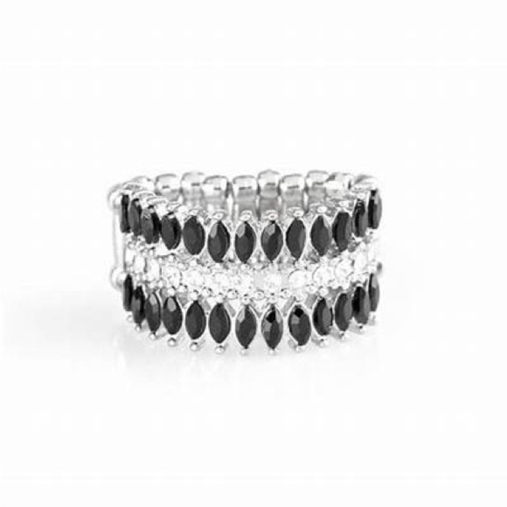 *White and black rhinestones ring.
